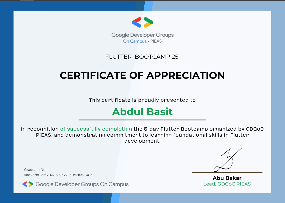 GDGOC PIEAS Flutter Bootcamp